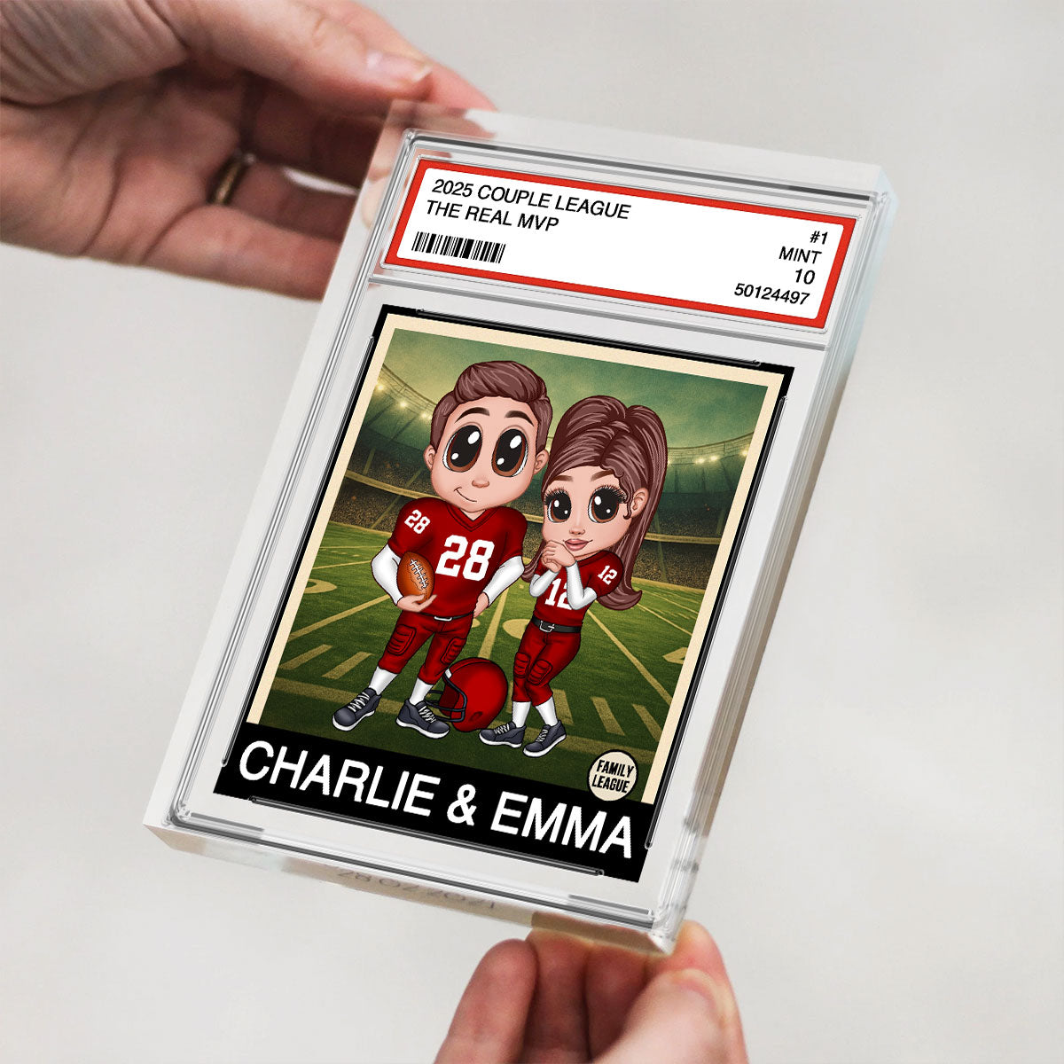 Y2K Football Couple Trading Card Style Personalized Acrylic Block