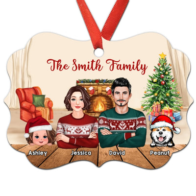 Family Dad Mom Kids Dogs Cats Personalized Christmas Ornament