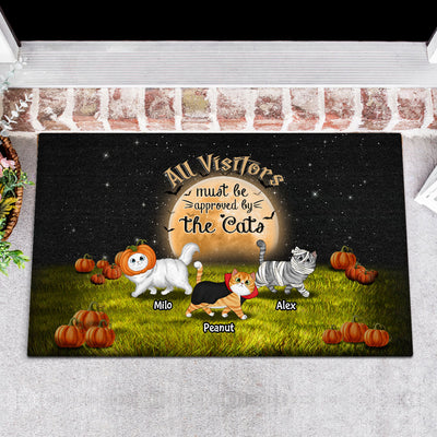 Halloween Visitors Approved By The Cats Personalized Doormat