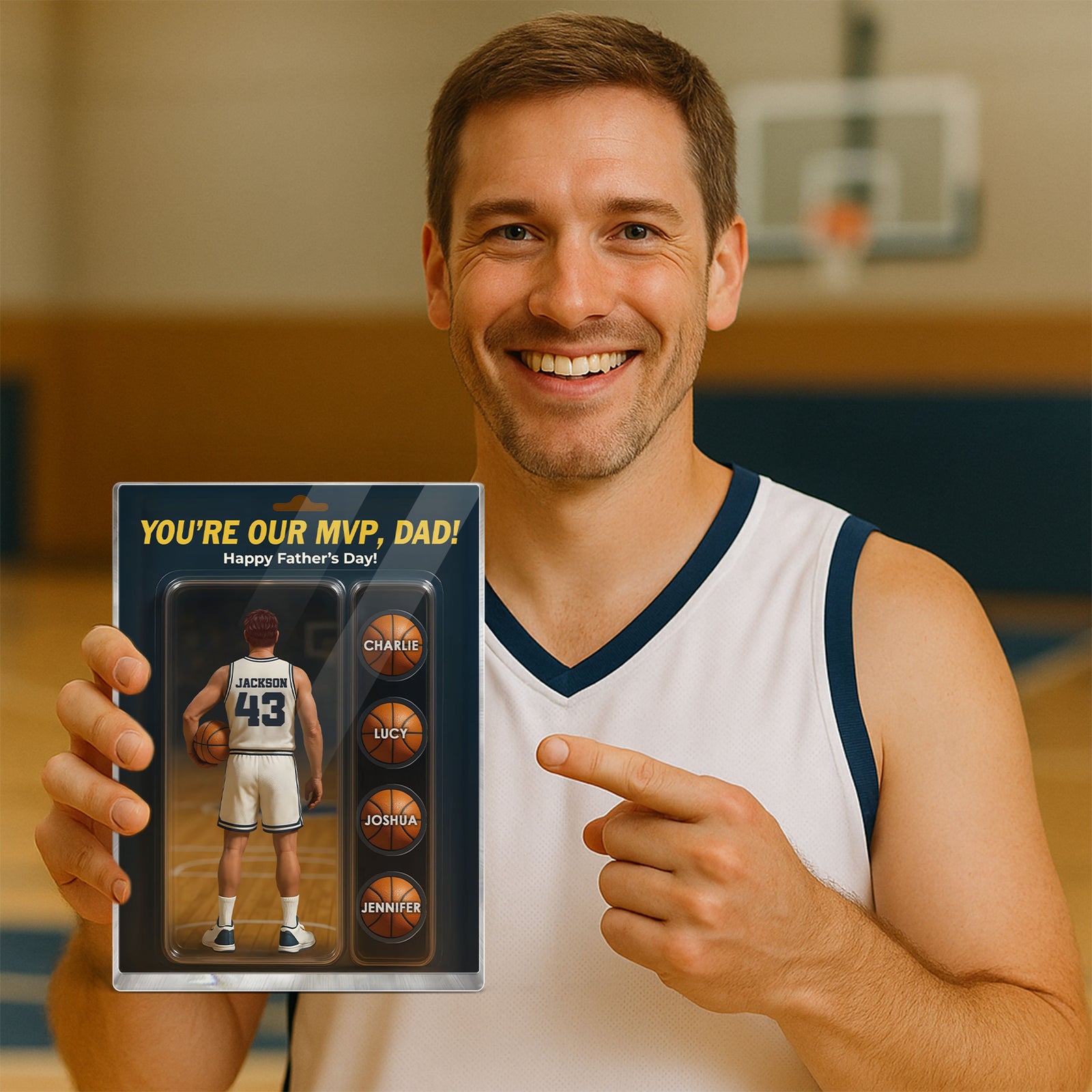 You're My MVP Dad Basketball With Kids' Names Custom Figure Personalized Acrylic Block Plaque, Perfect Father's Day Gift For Him, For Basketball Dad