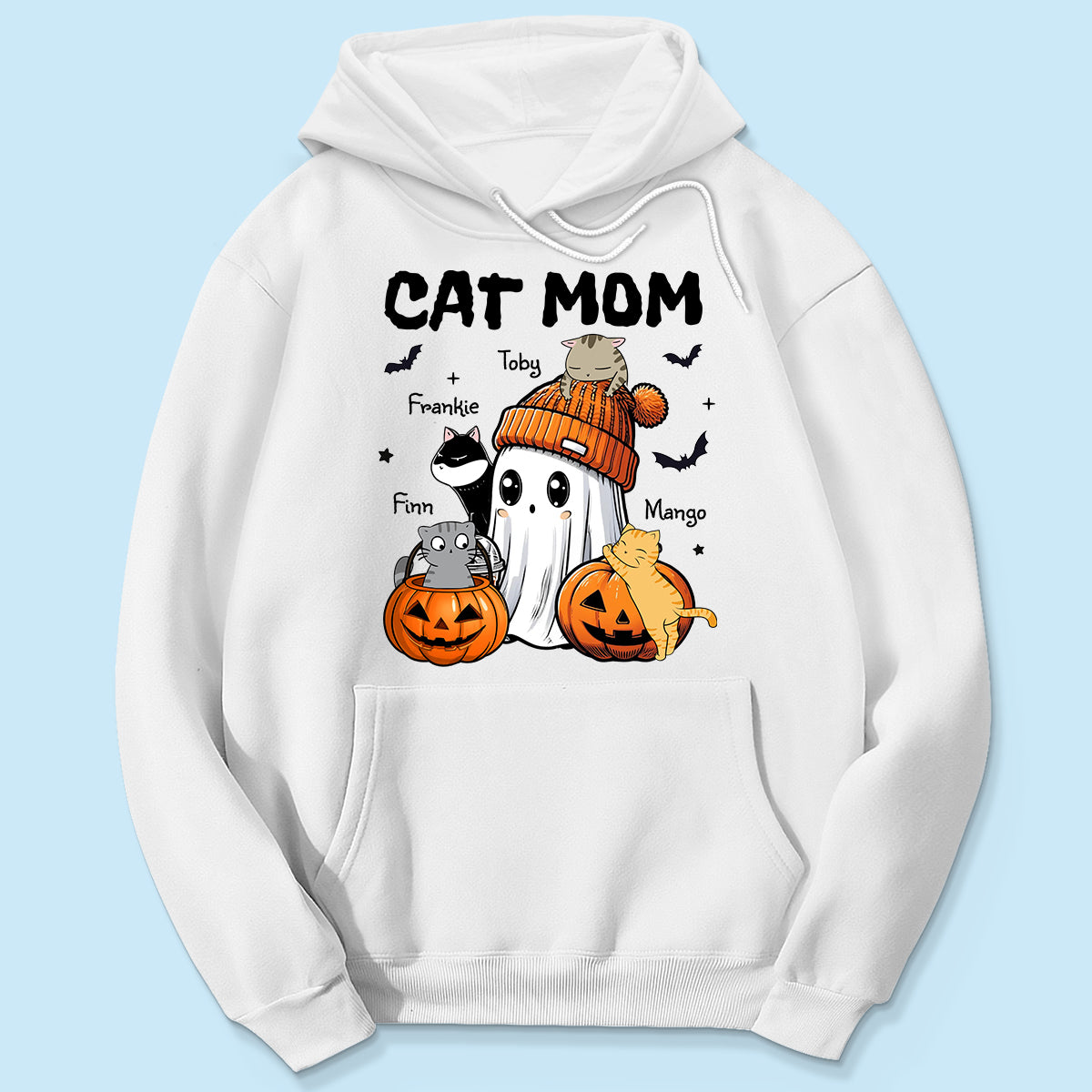 Spooky Ghost Cat Mom Personalized Halloween Shirt