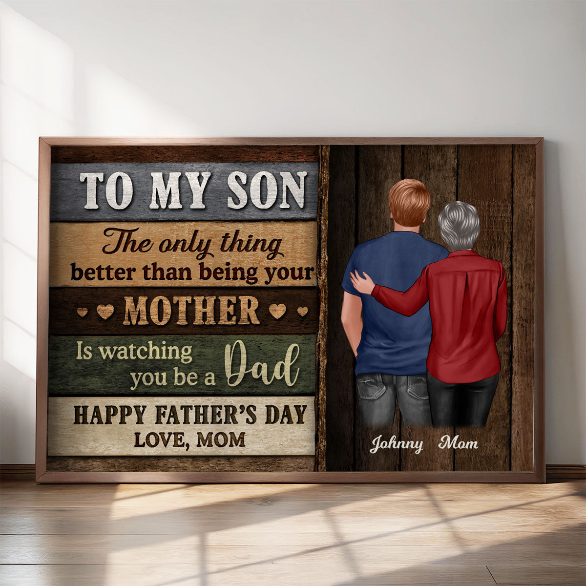Colored Wood Pallets To My Son From Dad Mom Happy Father's Day Personalized Poster, Heartfelt Father's Day Gift For Son