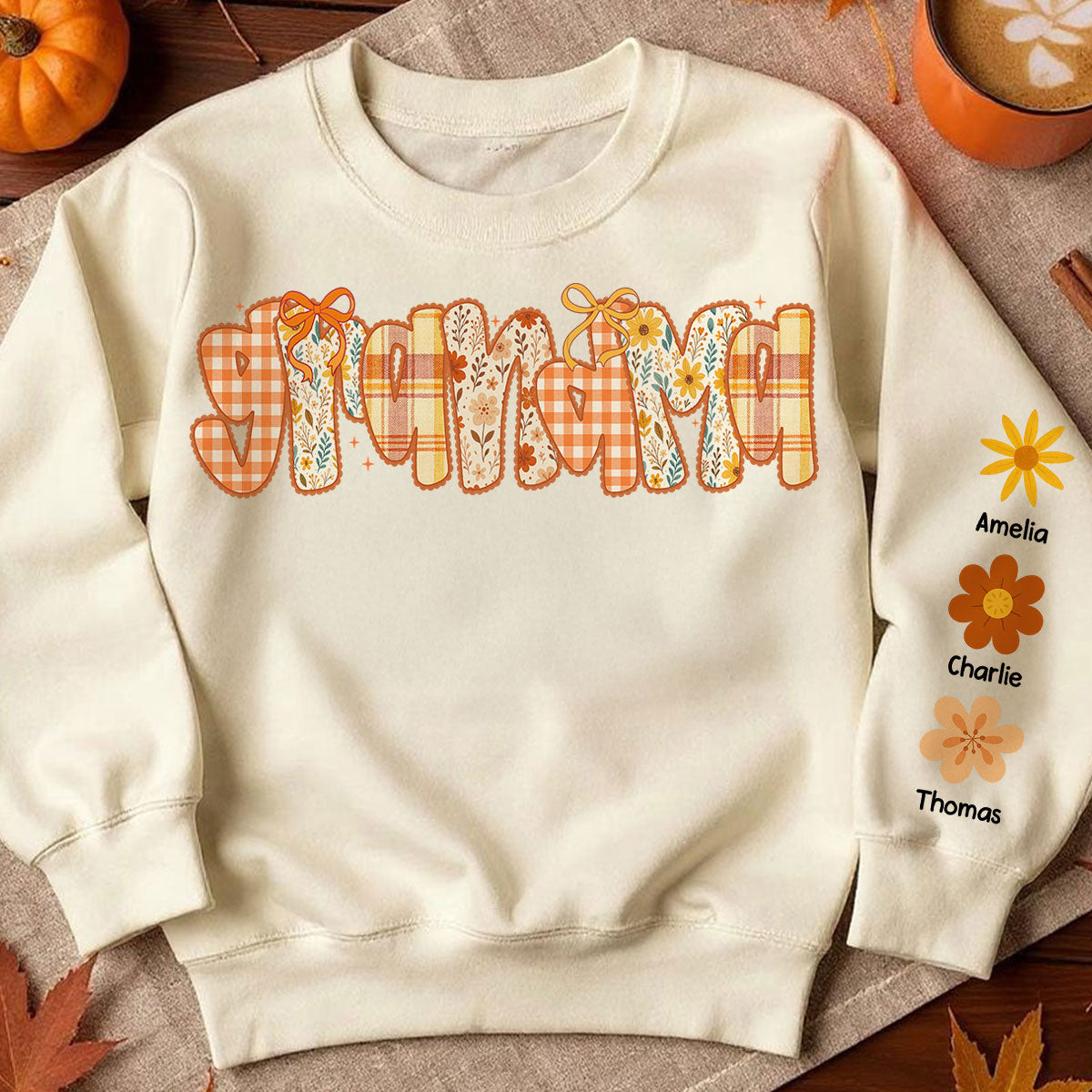 Preppy Retro Floral Fall - Personalized Sweatshirt - Fall Cozy Gift