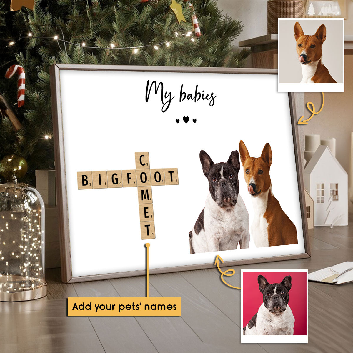 Personalized Pet Photo Crossword Puzzle Poster Wall Art, Unique Christmas Gift For Pet Owner, Dog Cat Lovers