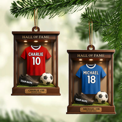 Soccer Jersey Hall of Fame - Personalized Acrylic Ornament - Christmas Gift for Sons, Grandsons, Boyfriends