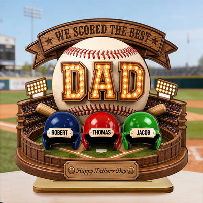 Baseball Dad The Greatest Champion Trophy - Personalized 2-Layered Wooden Plaque - Father's Day Gift For Dad, Husband