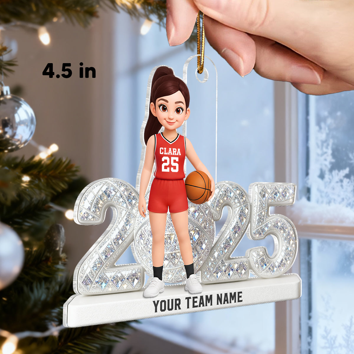 3D Shining Effect Christmas Basketball Player - Personalized Acrylic Ornament - Christmas Gift For Basketball Players