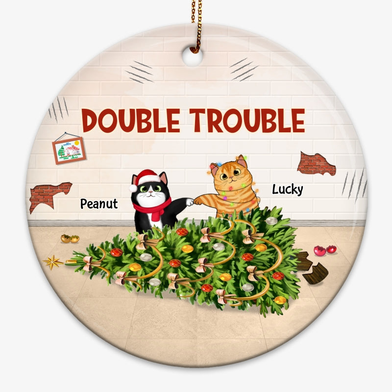 Naughty Cats Double Trouble Regret Nothing Personalized Circle Ornament