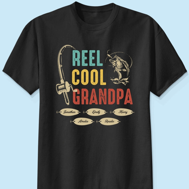 Reel Cool Grandpa Papa Fishing Camouflage Personalized Shirt, Unique 2025 Father's Day Birthday Gift For Grandpa, Dad, Husband