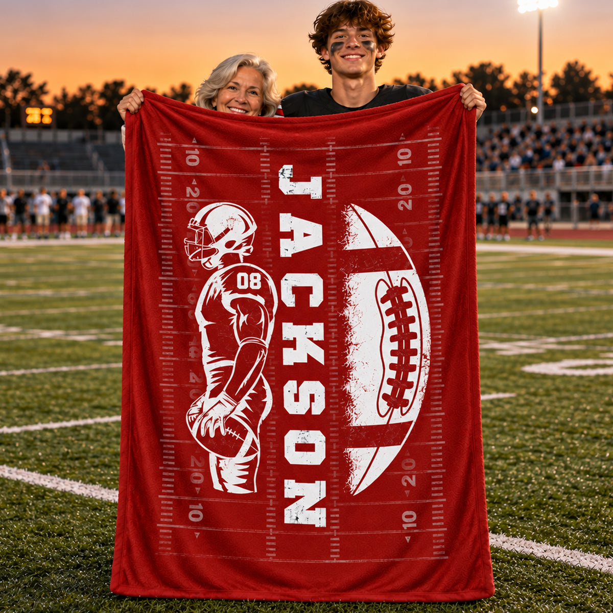 Custom Football Senior Player - Personalized Fleece Blanket - Senior Night Gift, Christmas Gift for Son, Grandson
