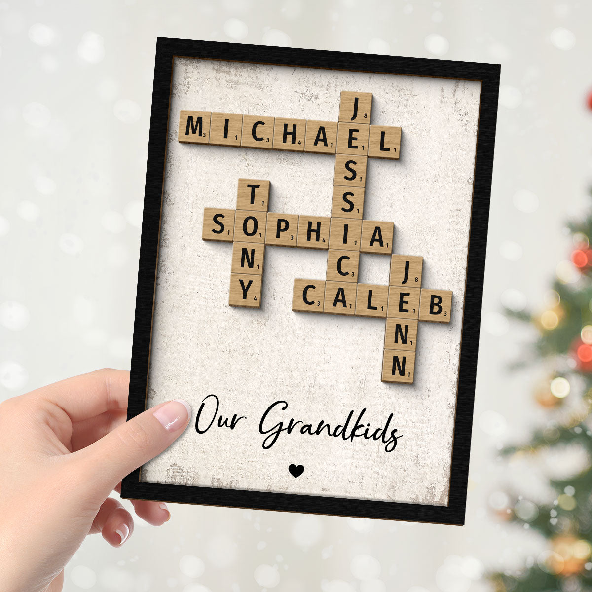 Family Crossword Art - Created In A Moment, Treasured Forever - Personalized 2-Layered Wooden Plaque