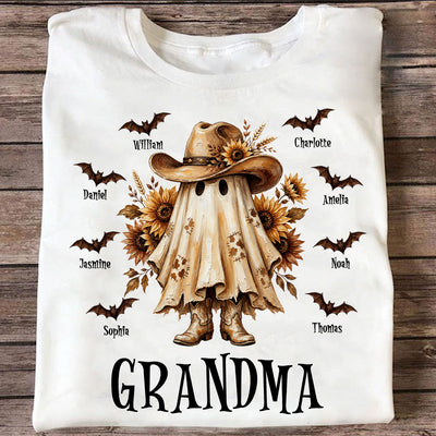 Western Cowgirl Boo Grandma Fall Season Halloween - Personalized Shirt - Halloween Gift For Grandma