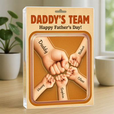 Daddy Team Fist Bump Custom Figure Personalized Acrylic Block Plaque,  gift
