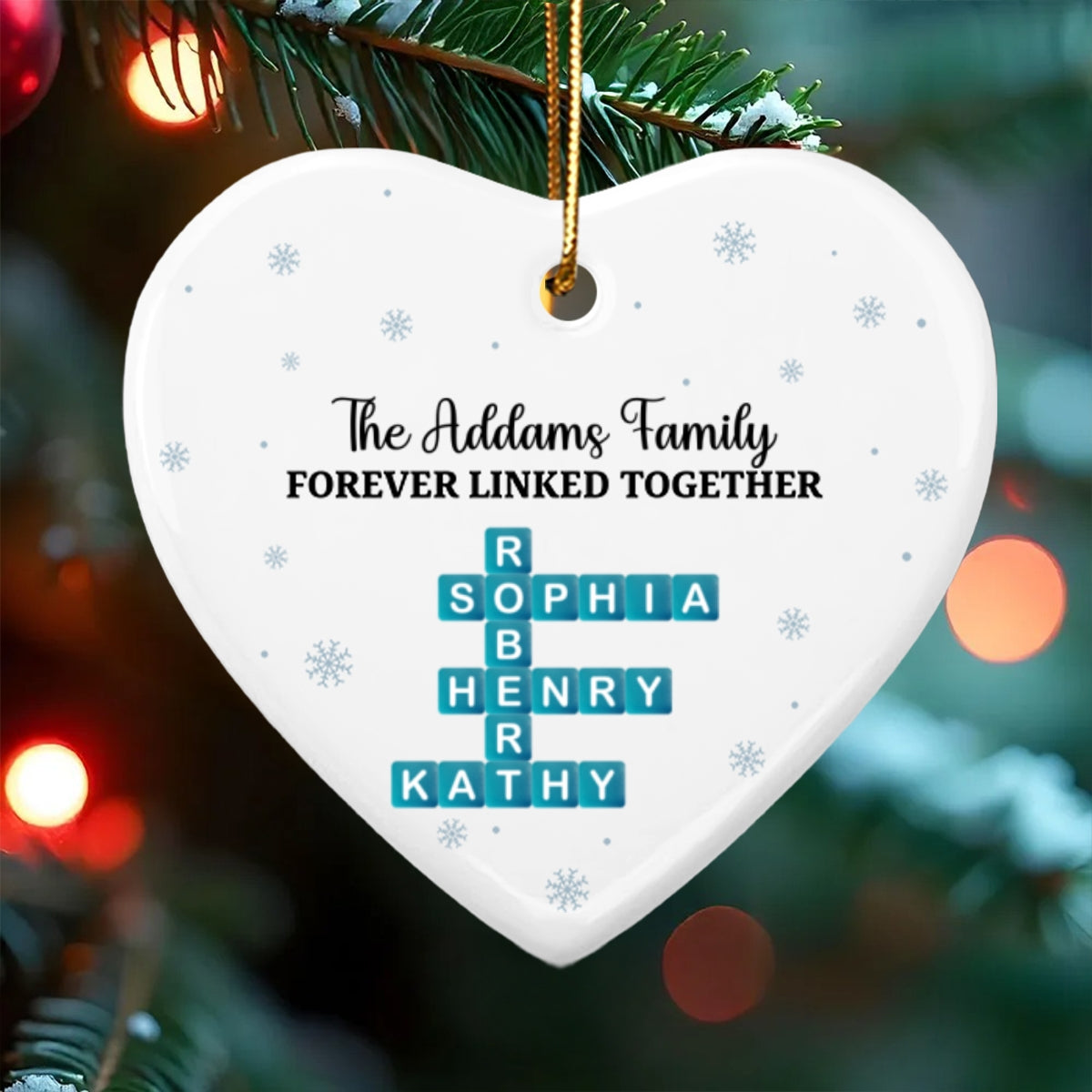 Family Name Crosswords Sea Glass - Personalized Ceramic Ornament - Heartwarming Festive Christmas Gift, Decor