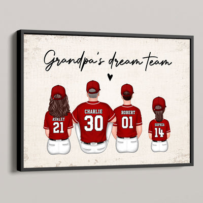 Grandpa's Team Baseball Family Sitting Personalized Poster, Father's Day Gift For Grandpa, Dad, Husband