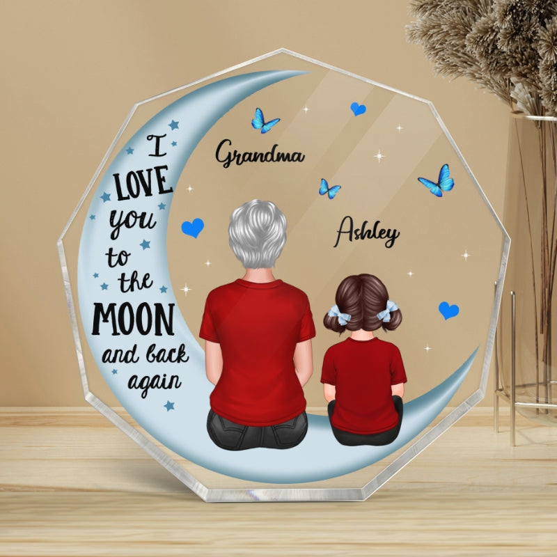 Grandma Grandkids Blue Moon Personalized Nonagon Acrylic Plaque