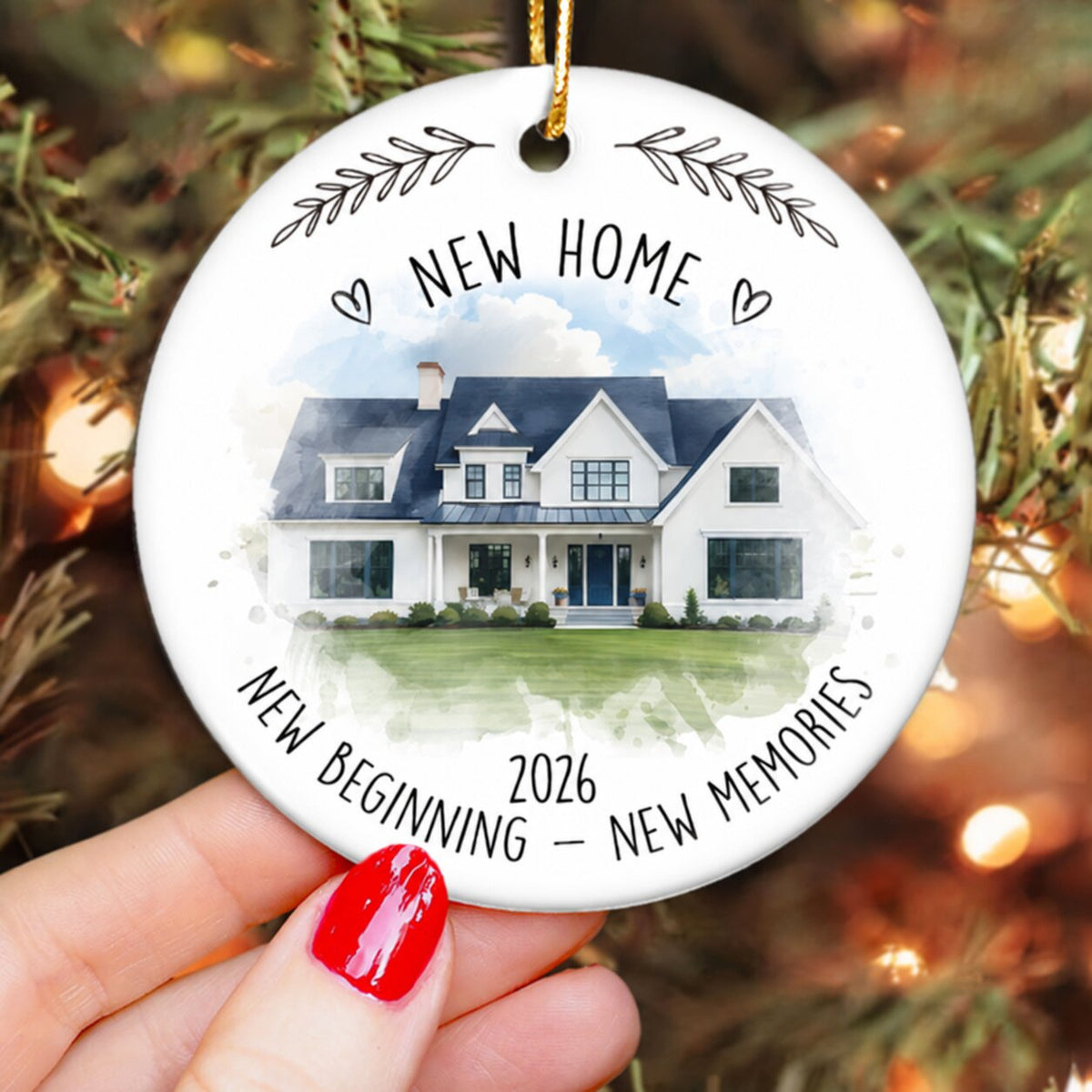 New Home New House New Beginning Photo Inserted Housewarming Gift Personalized Ceramic Ornament