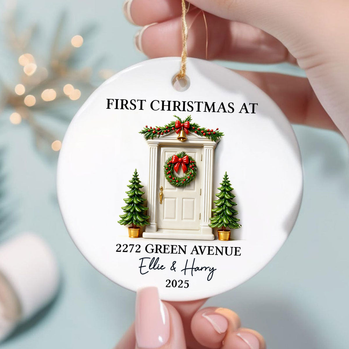 First Christmas New Home 3D Effect - Personalized Ceramic Ornament - New Home Decor