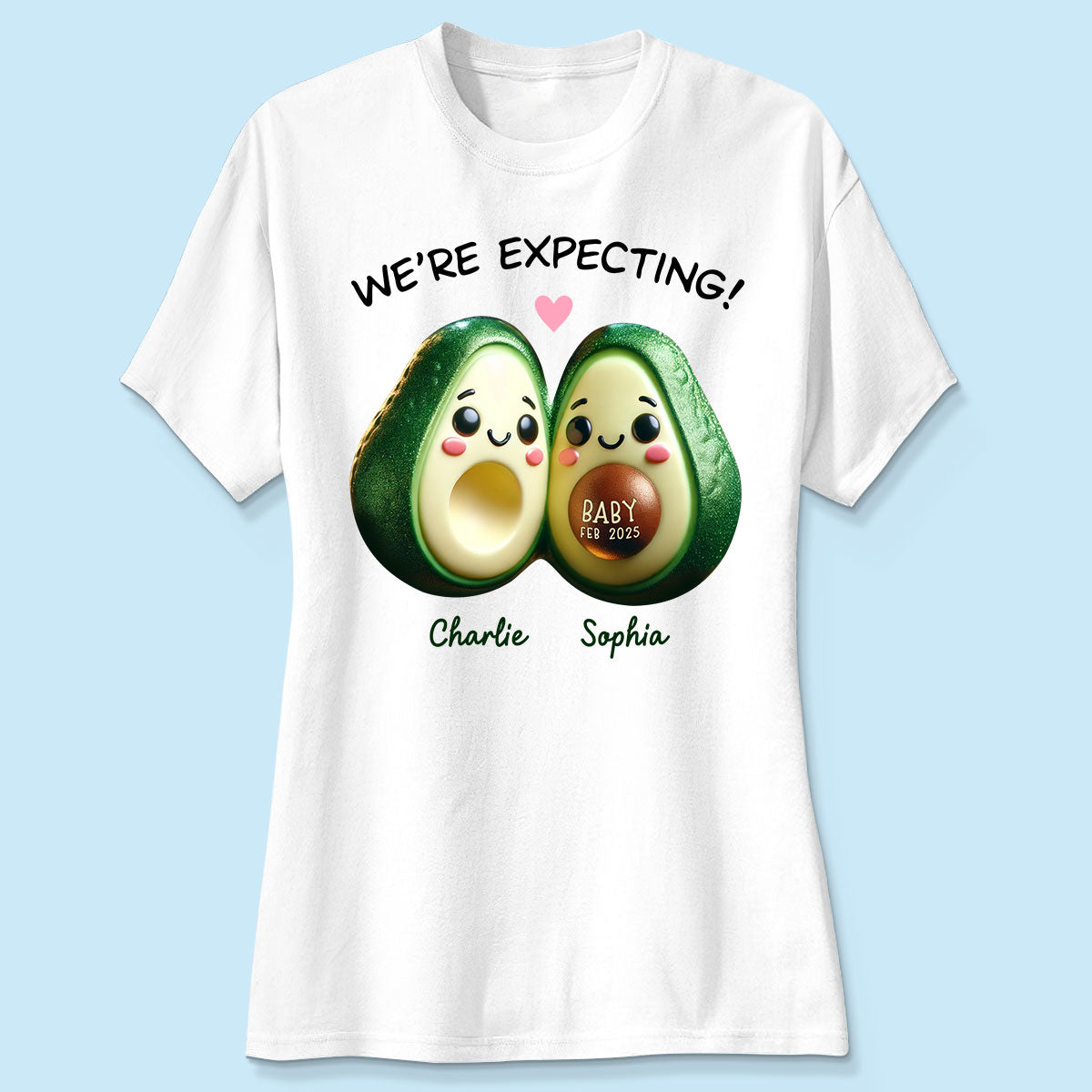 Avocado Couple Expecting Parents Pregnancy Announcement Keepsake Personalized Shirt