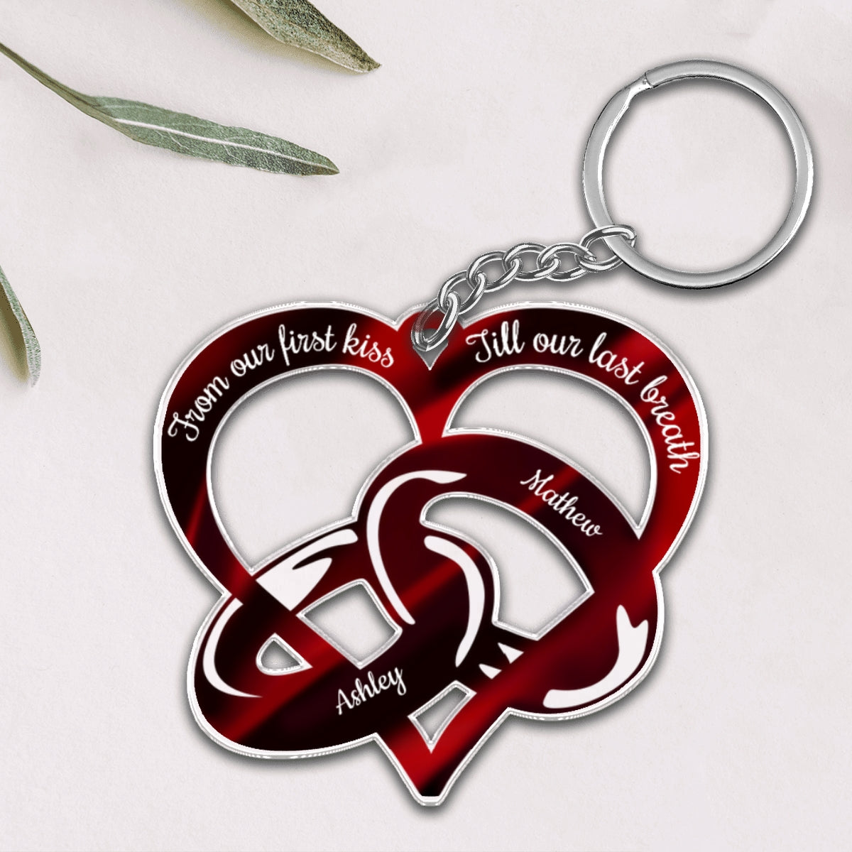 Couple Rings From Our First Kiss Till Our Last Breath Personalized Acrylic Keychain