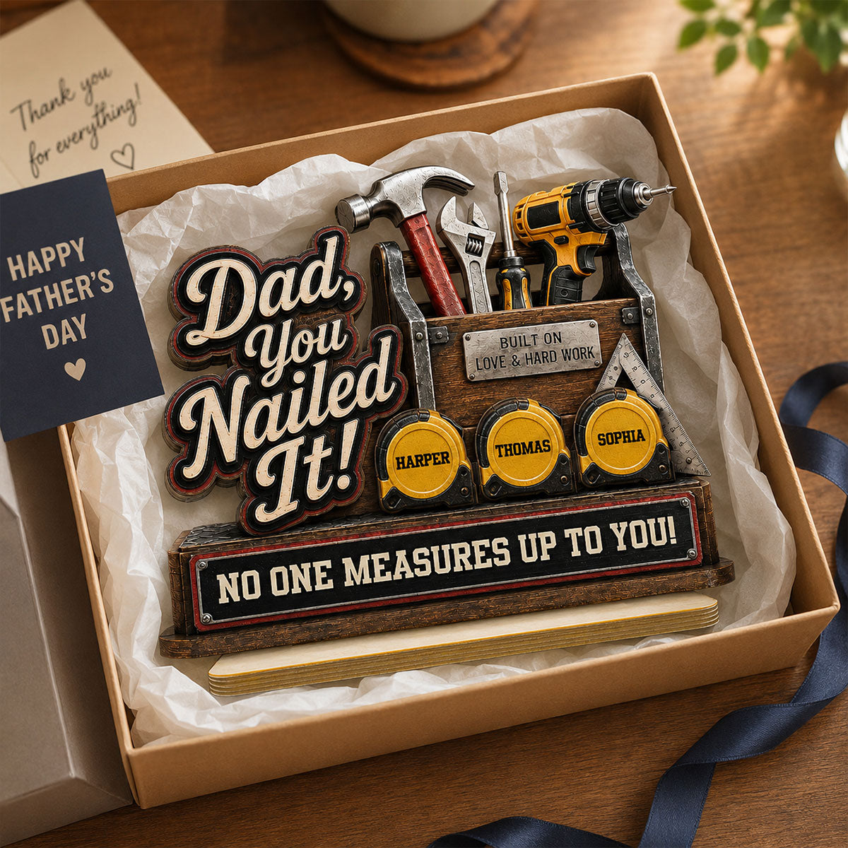 Dad You Nailed It Custom Name 2D Flat - Personalized 2-Layered Wooden Plaque - Father's Day Gift For Dad