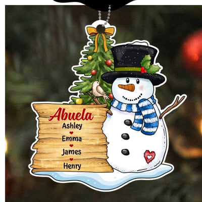Snowman Grandma Christmas Personalized Wooden Ornament