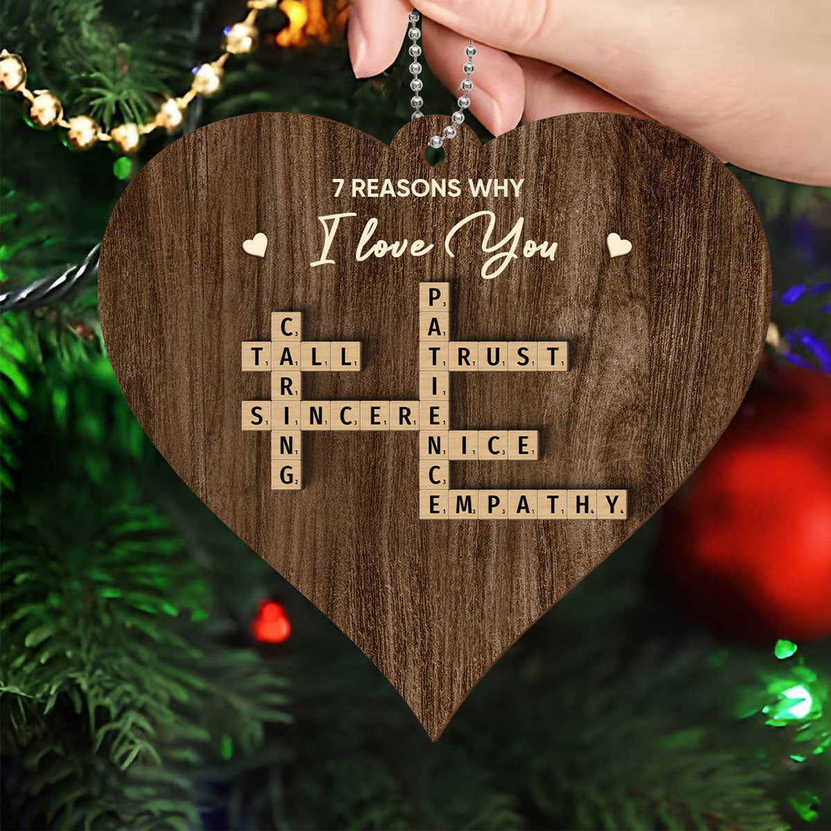 Reasons Why I Love You Personalized 2-Layered Wooden Ornament, Anniversary, Birthday, Christmas Gift for Boyfriend, Husband