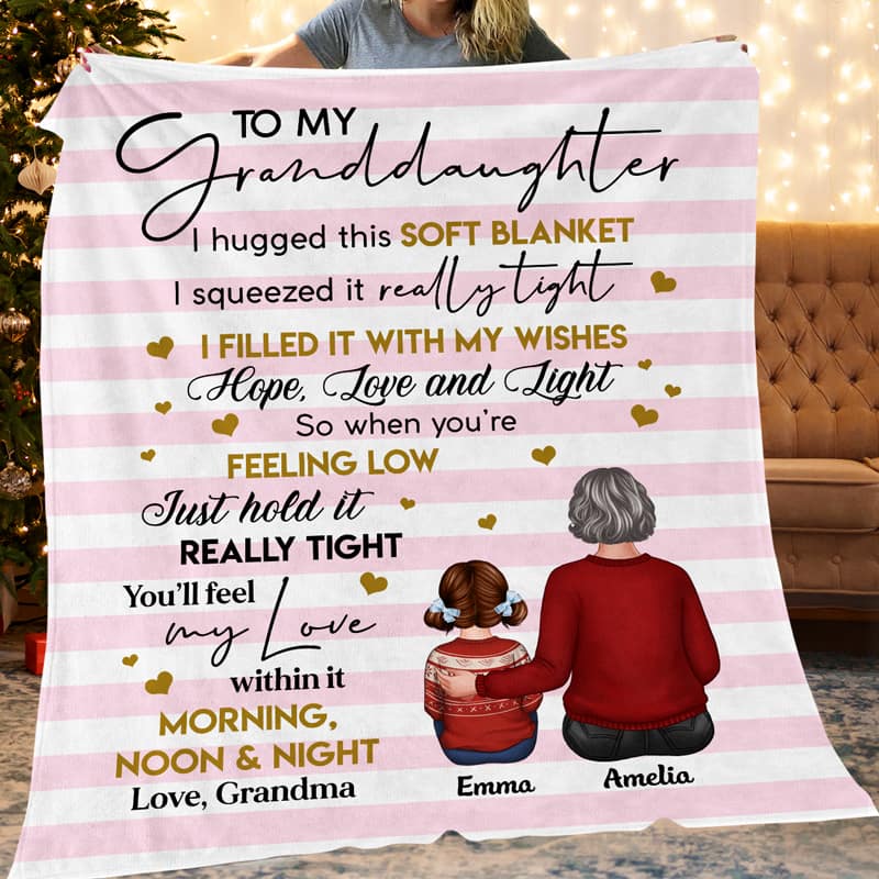 Stripe Pattern To My Granddaughter Grandson Grandchildren Personalized Fleece Blanket