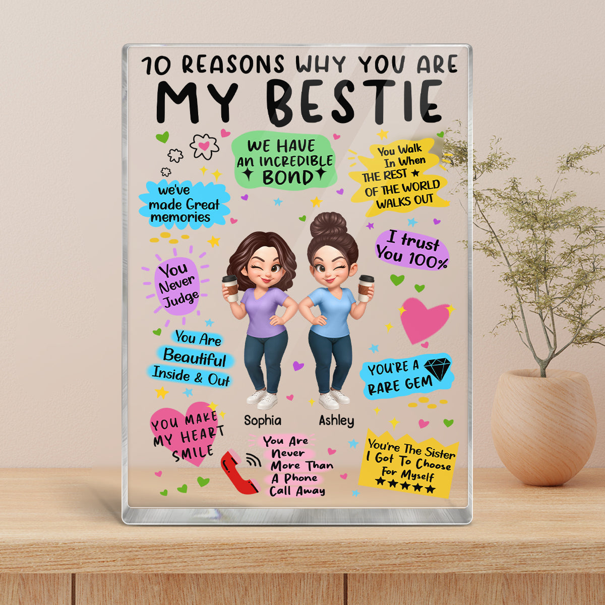 10 Reasons Why You Are My Besties Personalized Acrylic Block Plaque