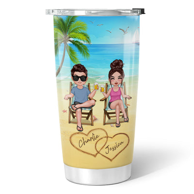 Summer Doll Couple Sitting On The Beach Personalized Tumbler