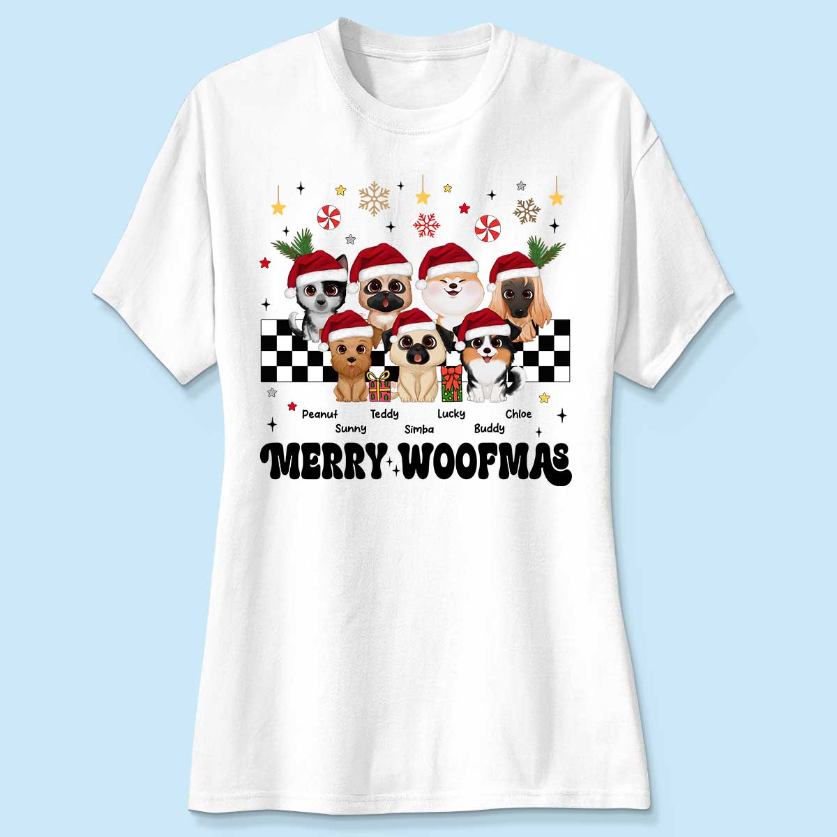Merry Woofmas Dog Mama Vintage Style Personalized Christmas Shirt