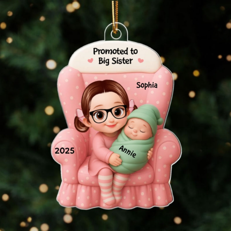 Personalized Big Brother, Big Sister And Baby Custom Personalized Christmas Ornament Baby Announcement Gift
