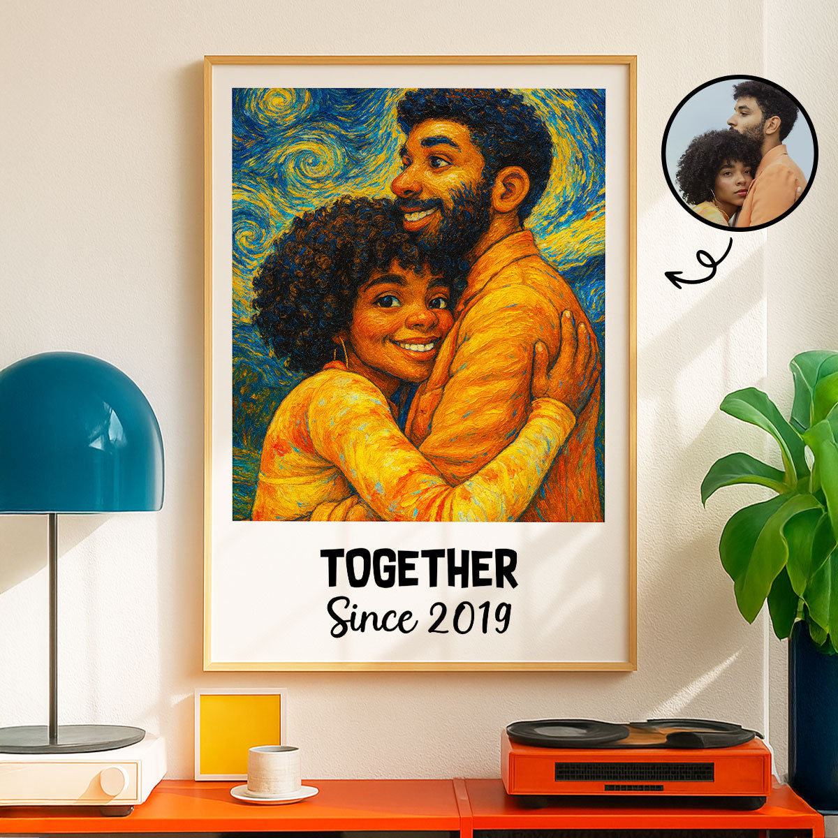 Custom Couple Art Print Personalized Photo Upload Poster, Gift for Couples, Best Friends, Family