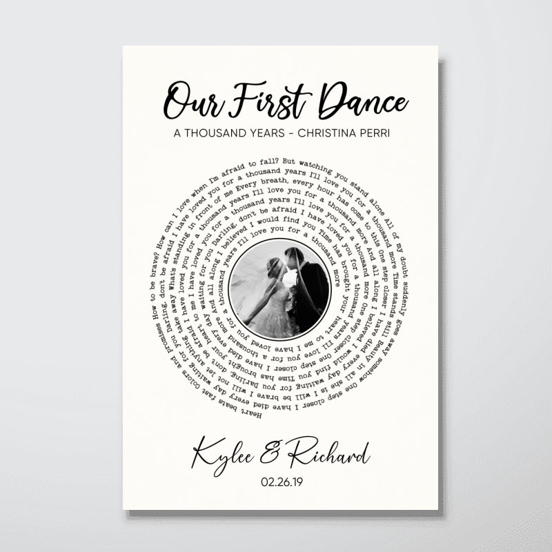 Custom Vinyl Lyrics With Photo, Personalized Music Photo Poster, Customizable Music Photo Gift, Anniversary Gift, Music Gift, Wedding Song Dance