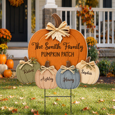 Cozy Rustic Fall Vibe Family Pumpkin Patch - Personalized Yard Sign - Fall Decor For Family