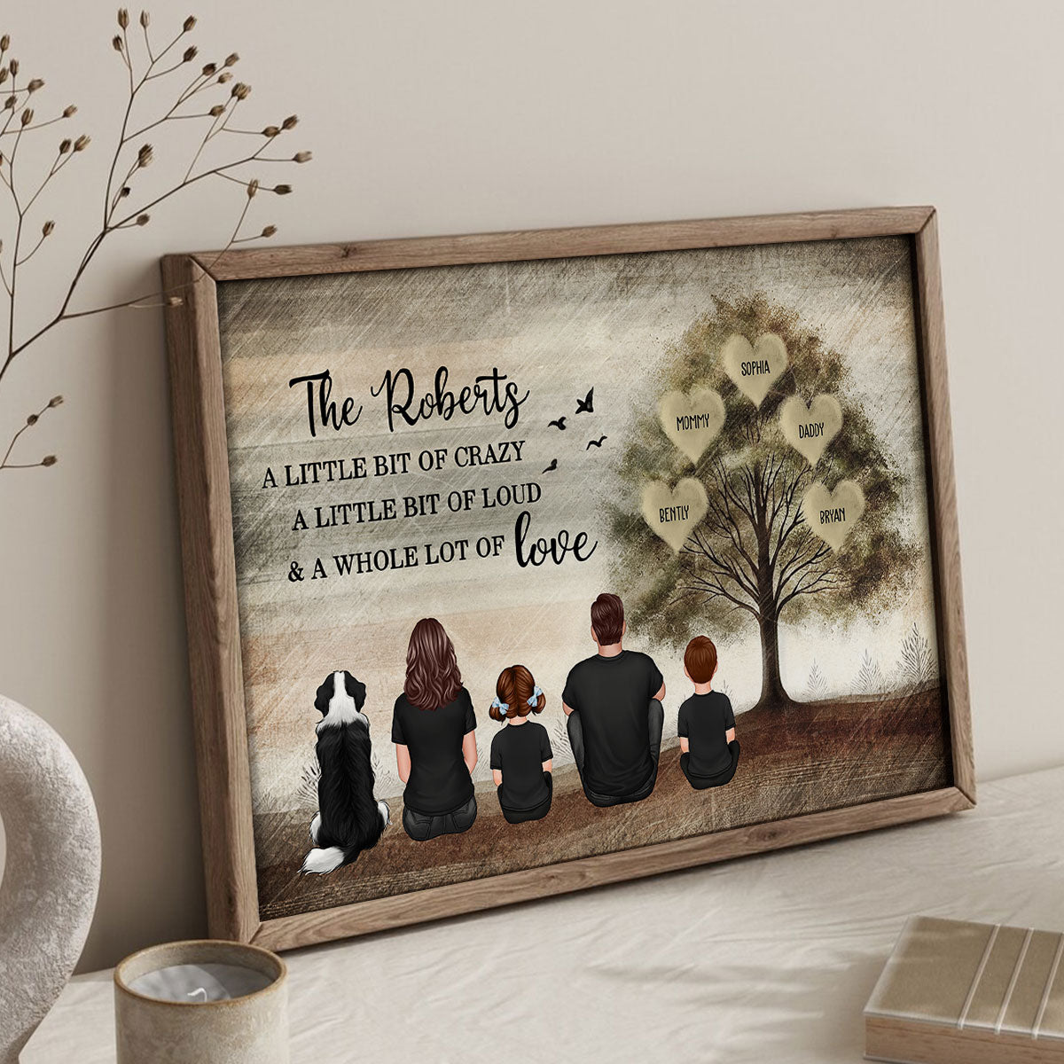Family Sitting Back view Whole Lot Of Love Personalized Poster, Gift for Husband, Wife, Dad, Mom