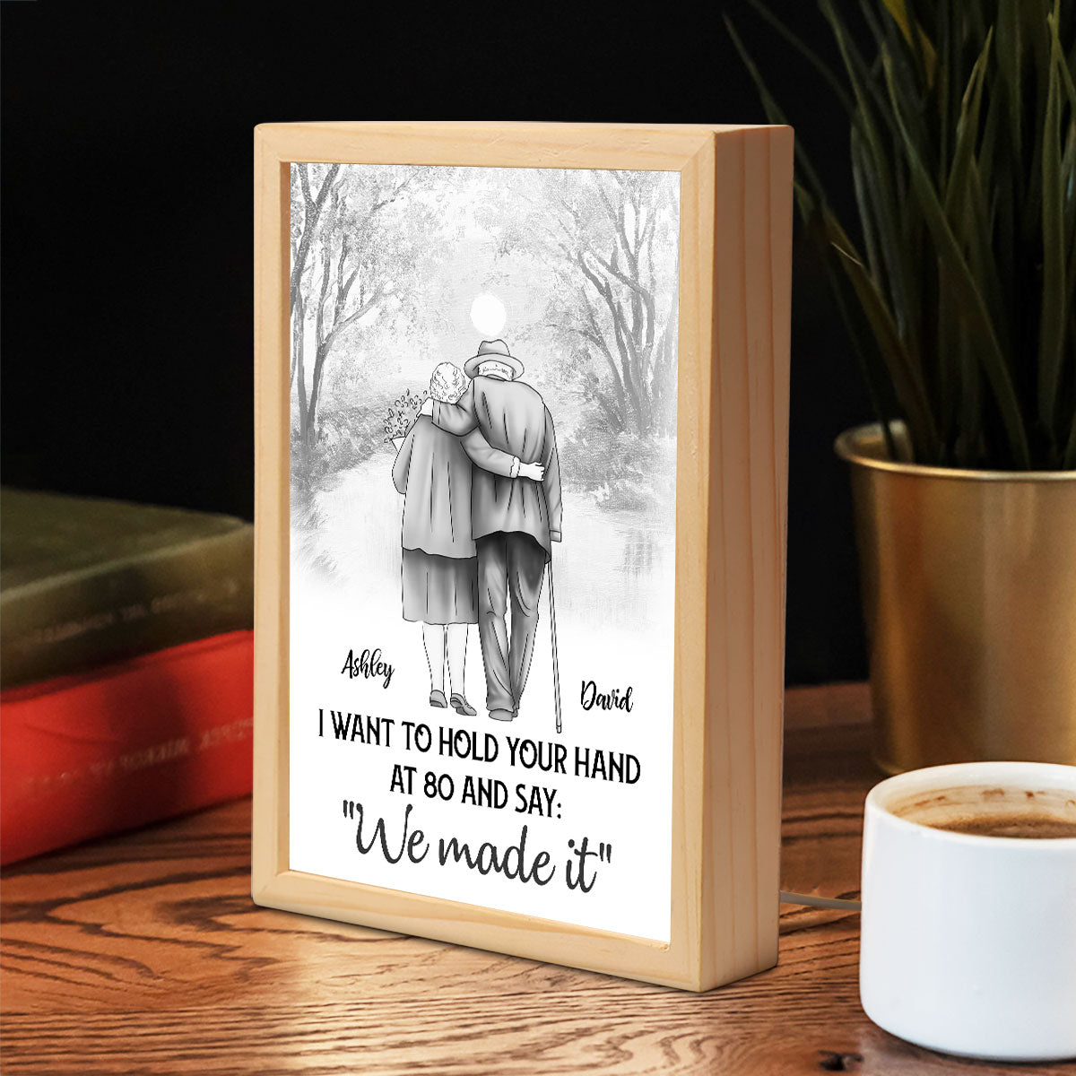 Couple Hold Hands Back View Personalized Luminous Frame Light Box