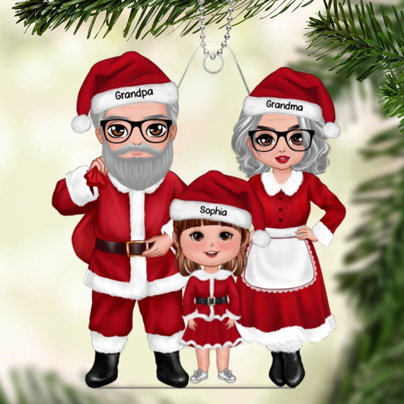 Christmas Doll Grandma Grandpa Claus Standing Gift For Granddaughter Grandson Personalized Acrylic Ornament