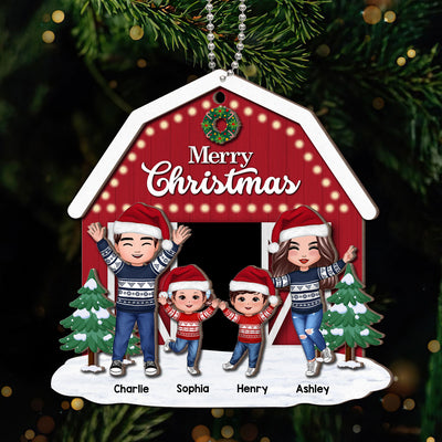 Christmas Farm House Family Decor Gift Personalized 2-Layer Wooden Ornament
