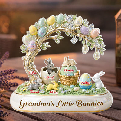 Grandma's Little Bunnies Easter Eggs - Personalized Acrylic Block Plaque - Easter Decor Gift for Grandma, Mom