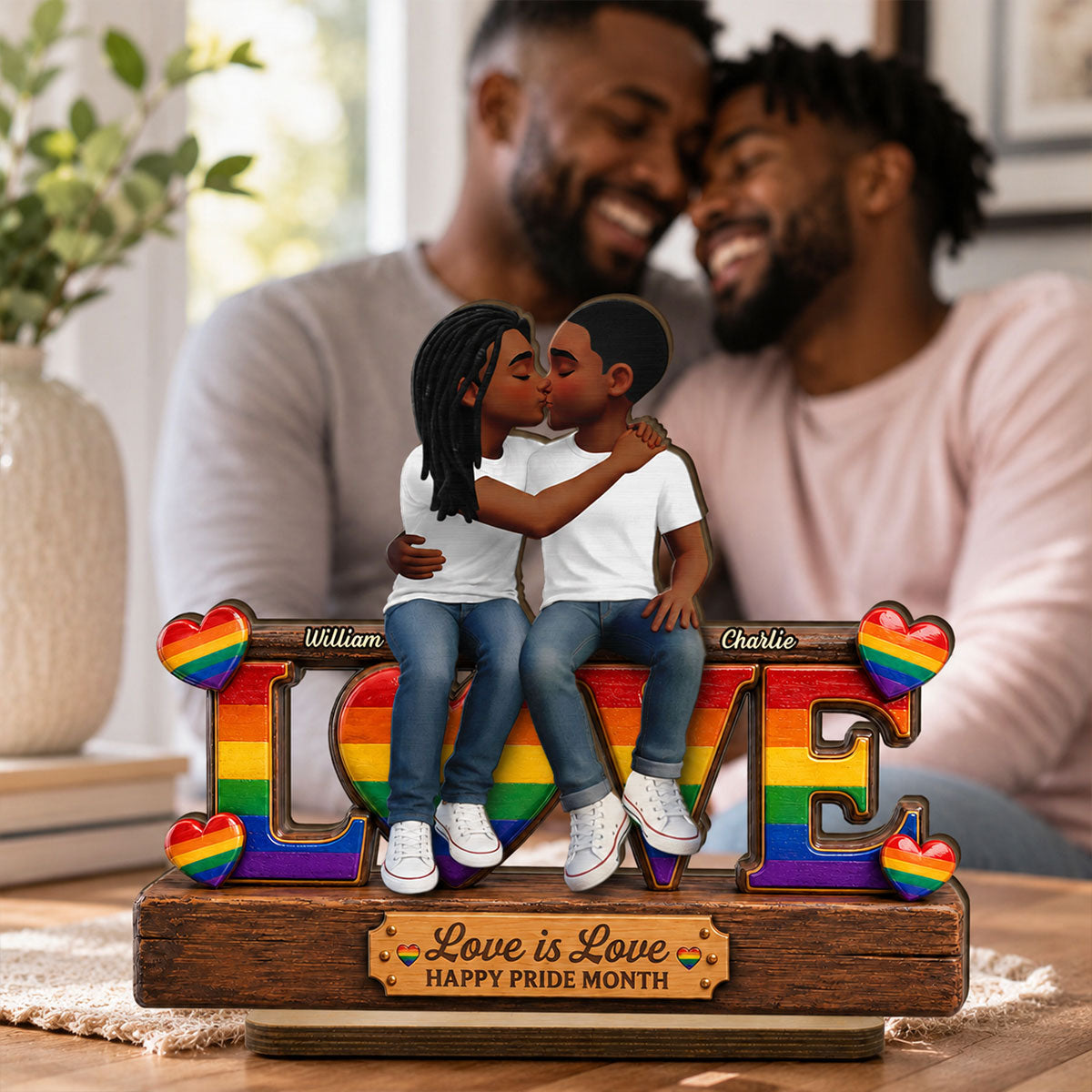 LGBT+ Couple Forever Love - Personalized 2-Layered Wooden Plaque - Gift For Couple, Happy Pride Month