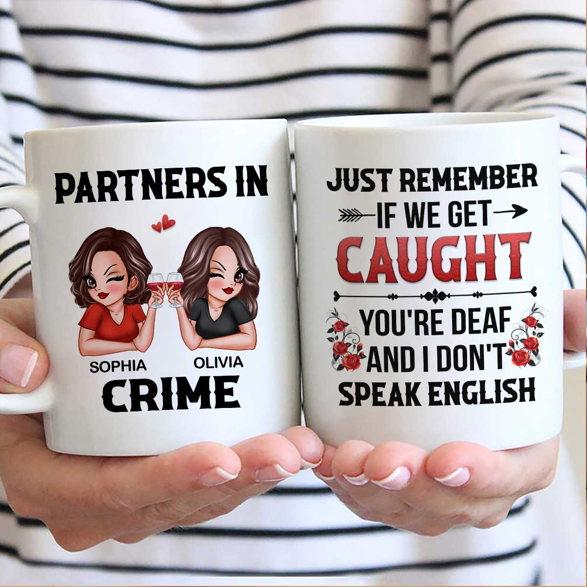 Partner In Crime Besties Funny Friendship Gift Best Friend Personalized Mug