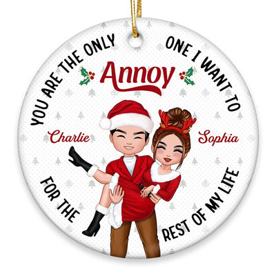 Man Holding Woman Doll Couple Personalized Circle Ornament