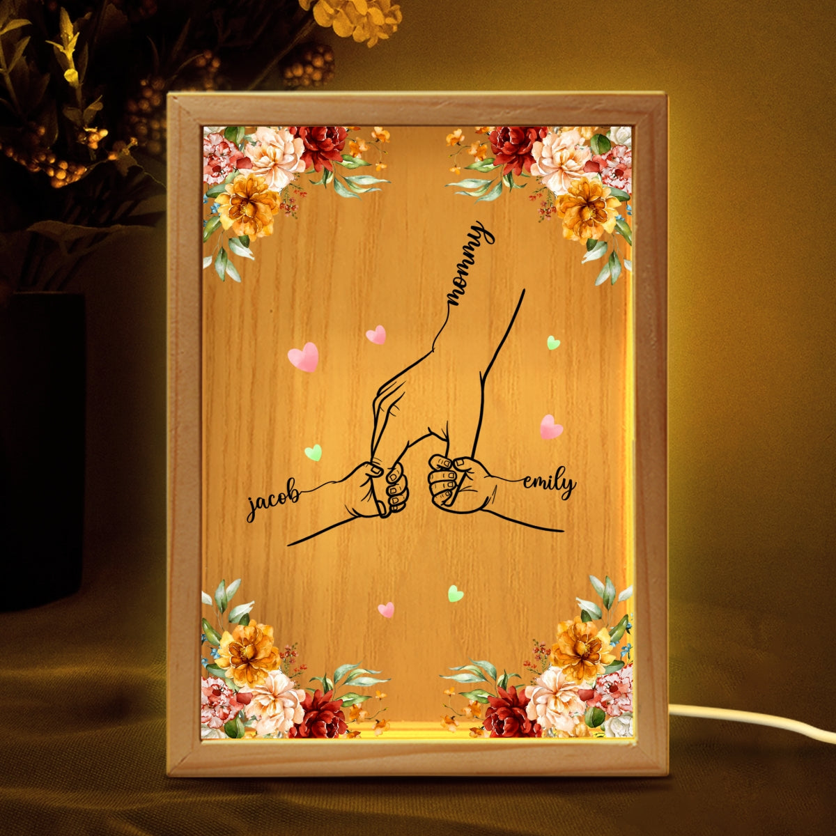 Mom Holding Children Hands Personalized Frame Light Box