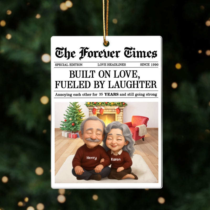The Forever Times Couple Growing Old Together Personalized Acrylic Ornament - Christmas Gift for Husband, Wife