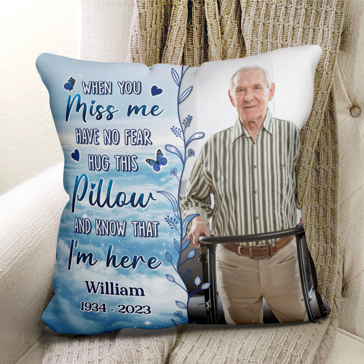 When You Miss Me Hug This Pillow Photo Inserted Sky Cloud Personalized Pillow