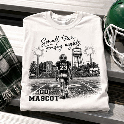 Custom Town Name and Zip Code - Personalized Shirt - Small Town Football, Game Day Hometown Spirit