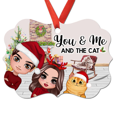 Christmas Peeking Doll Couple You Me And The Dogs Cats Personalized Christmas Ornament