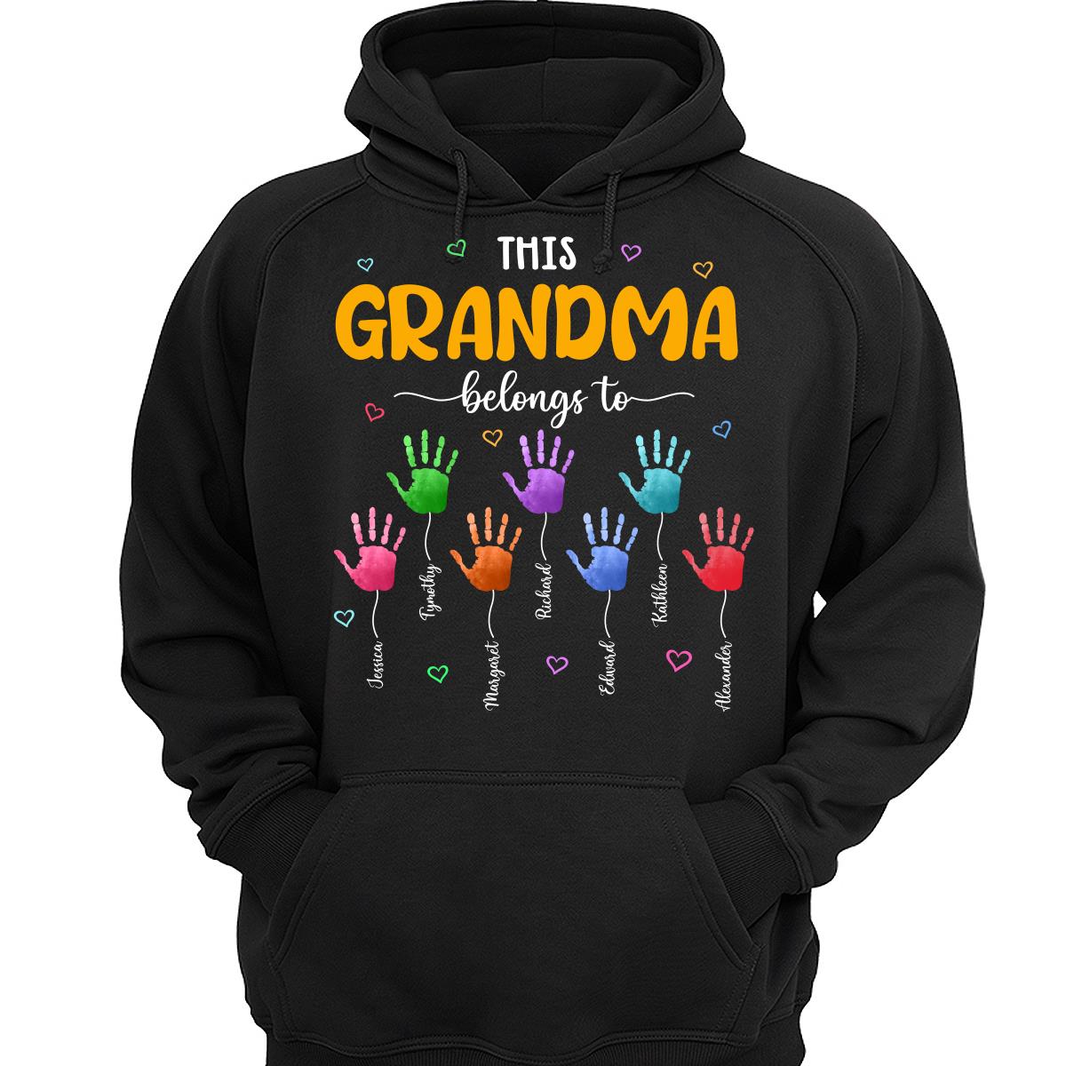 This Grandma Belongs To Colorful Hand Print Personalized Shirt