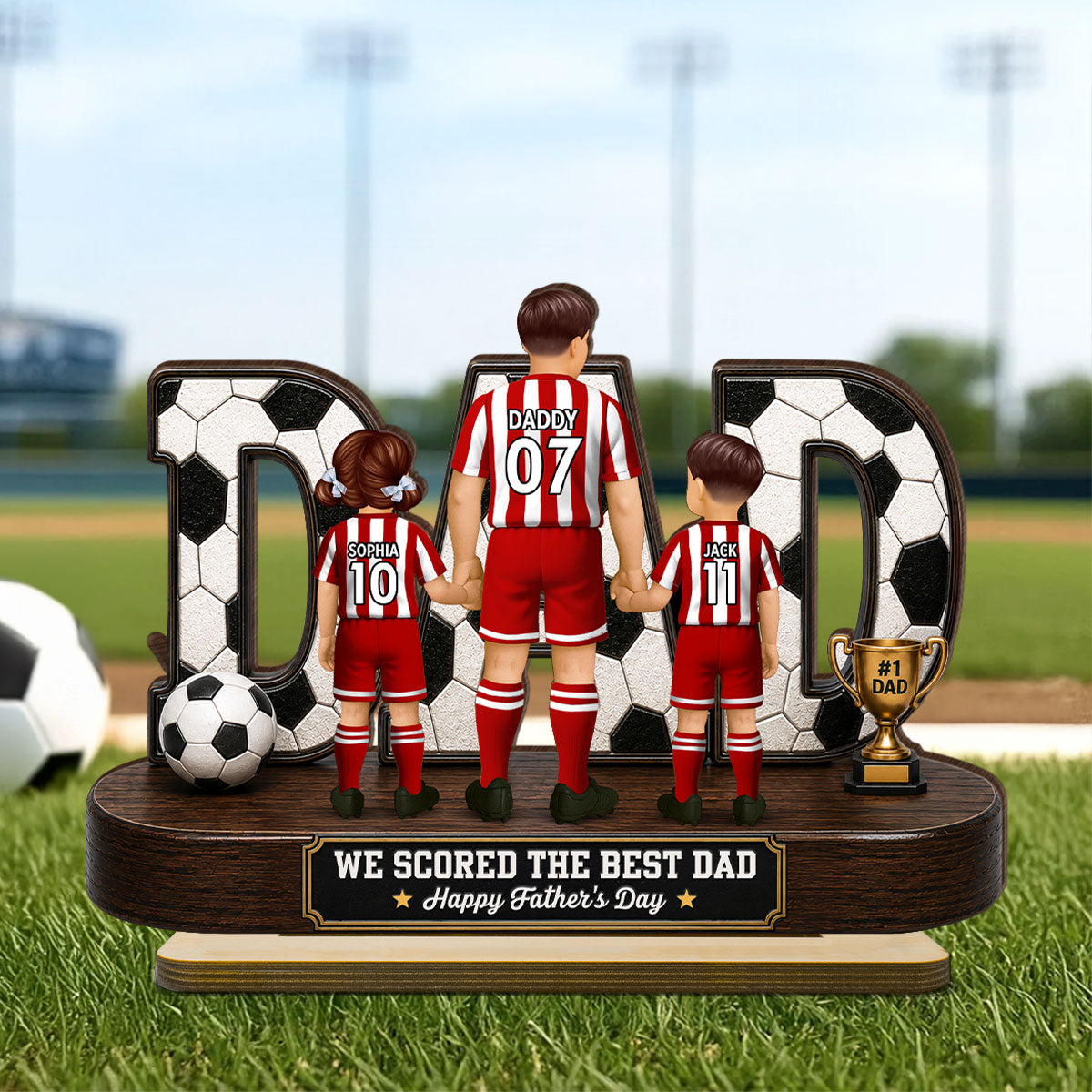Soccer Dad Legend We Scored The Best Dad Back View - Personalized 2-Layered Wooden Plaque - Father's Day Gift For Dad, Husband, Soccer Lovers